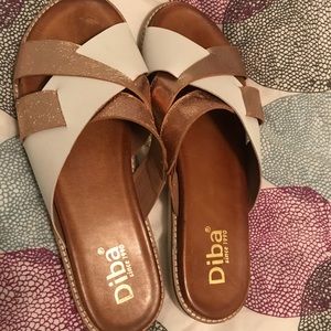 Diba white and gold sandals